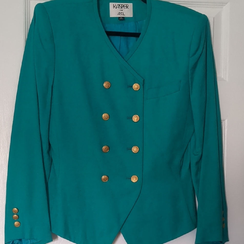 Kasper Women's Turquoise Blazer with Gold Accents